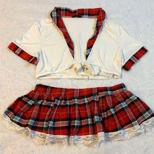 Sexy Plaid Lingerie Roleplay Outfit